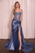 Prom Dresses Long Formal Spaghetti Strap Fitted Prom Dress Smoky Blue