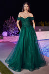 Off Shoulder Long Prom A Line Gown - The Dress Outlet