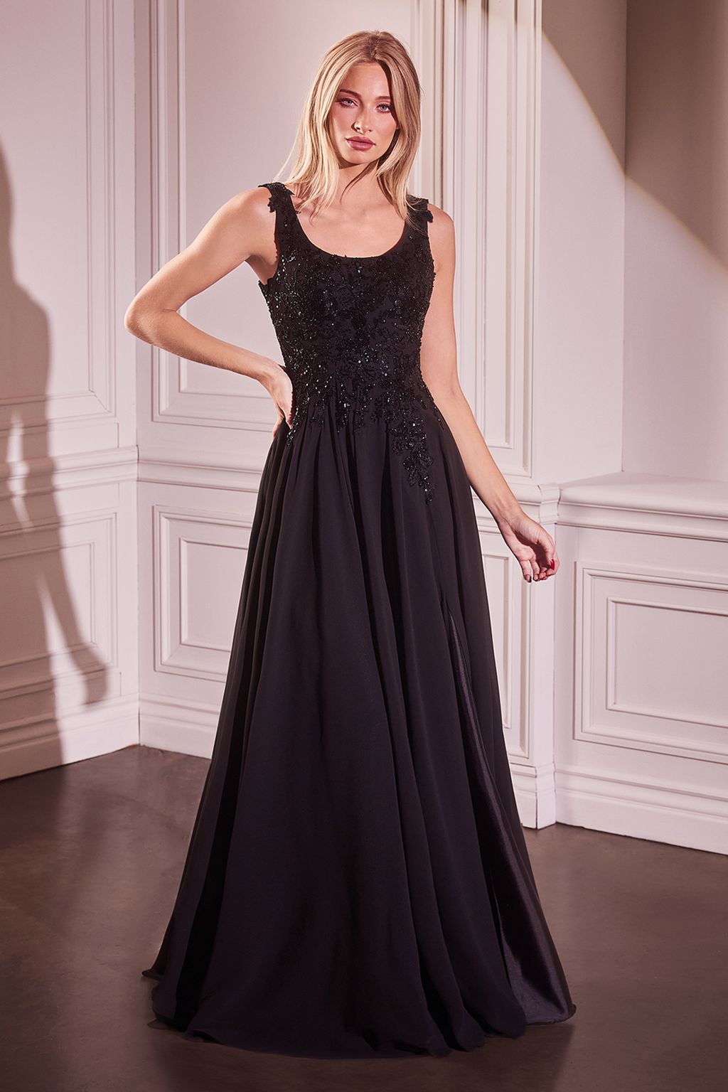 Formal Dresses Long A Line Formal Removable Cape Dress Black