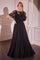 Formal Dresses Long A Line Formal Removable Cape Dress Black