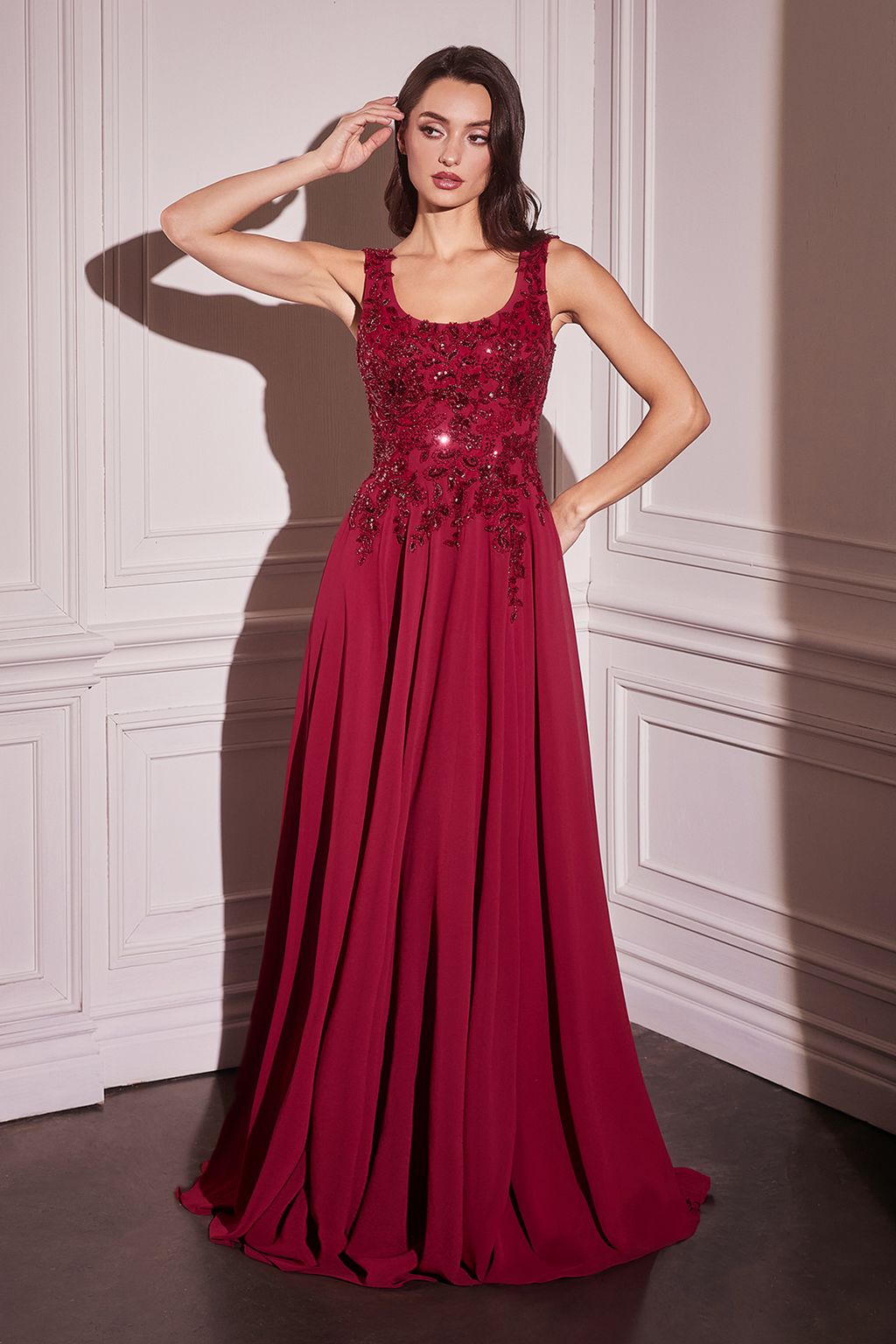 Formal Dresses Long A Line Formal Removable Cape Dress Burgundy