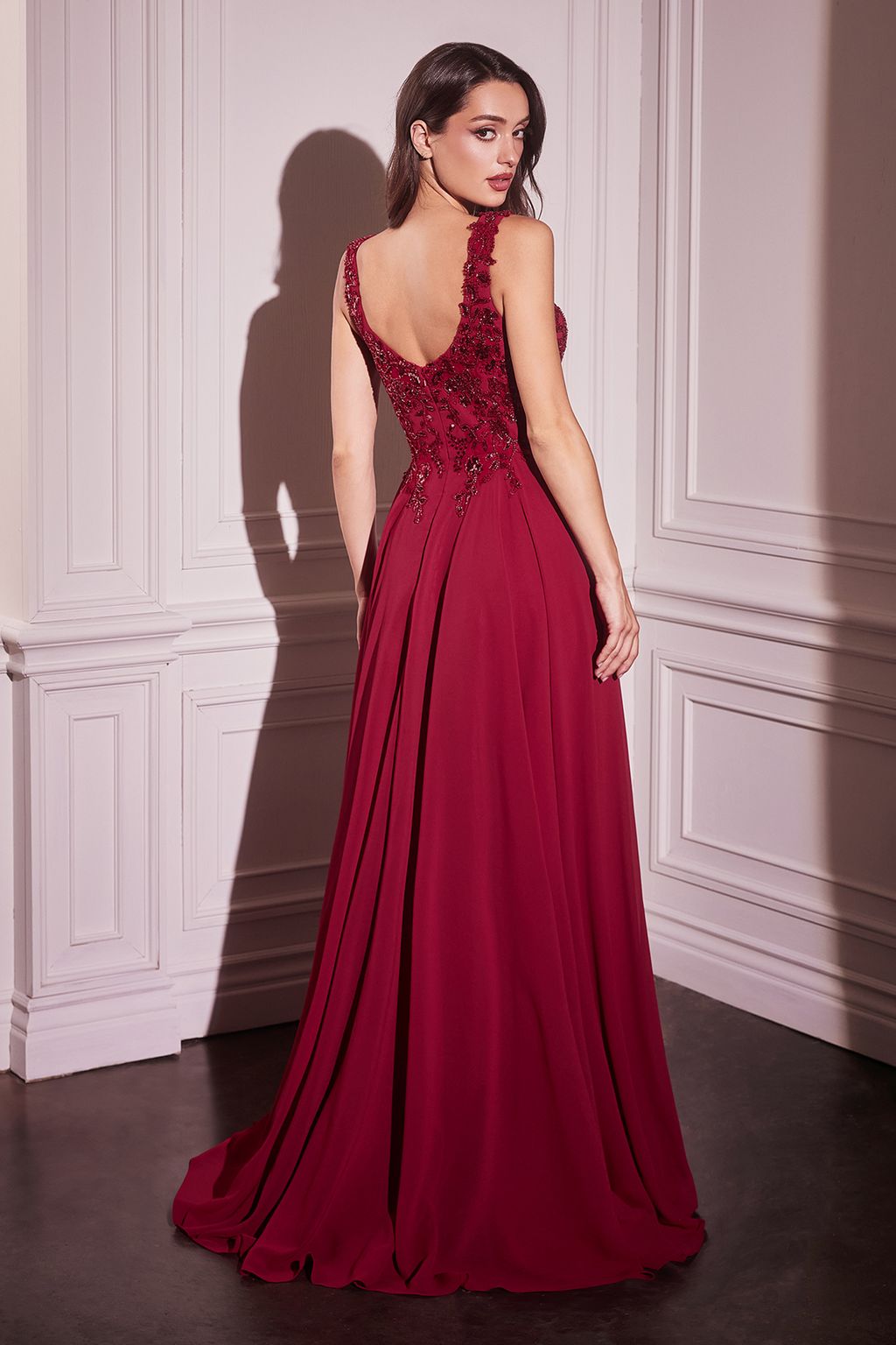 Formal Dresses Long A Line Formal Removable Cape Dress Burgundy