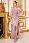 Long Strapless Feathered Prom Dress - The Dress Outlet