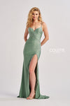 Prom Dresses Long Fitted Slit Formal Mermaid Prom Dress Sage