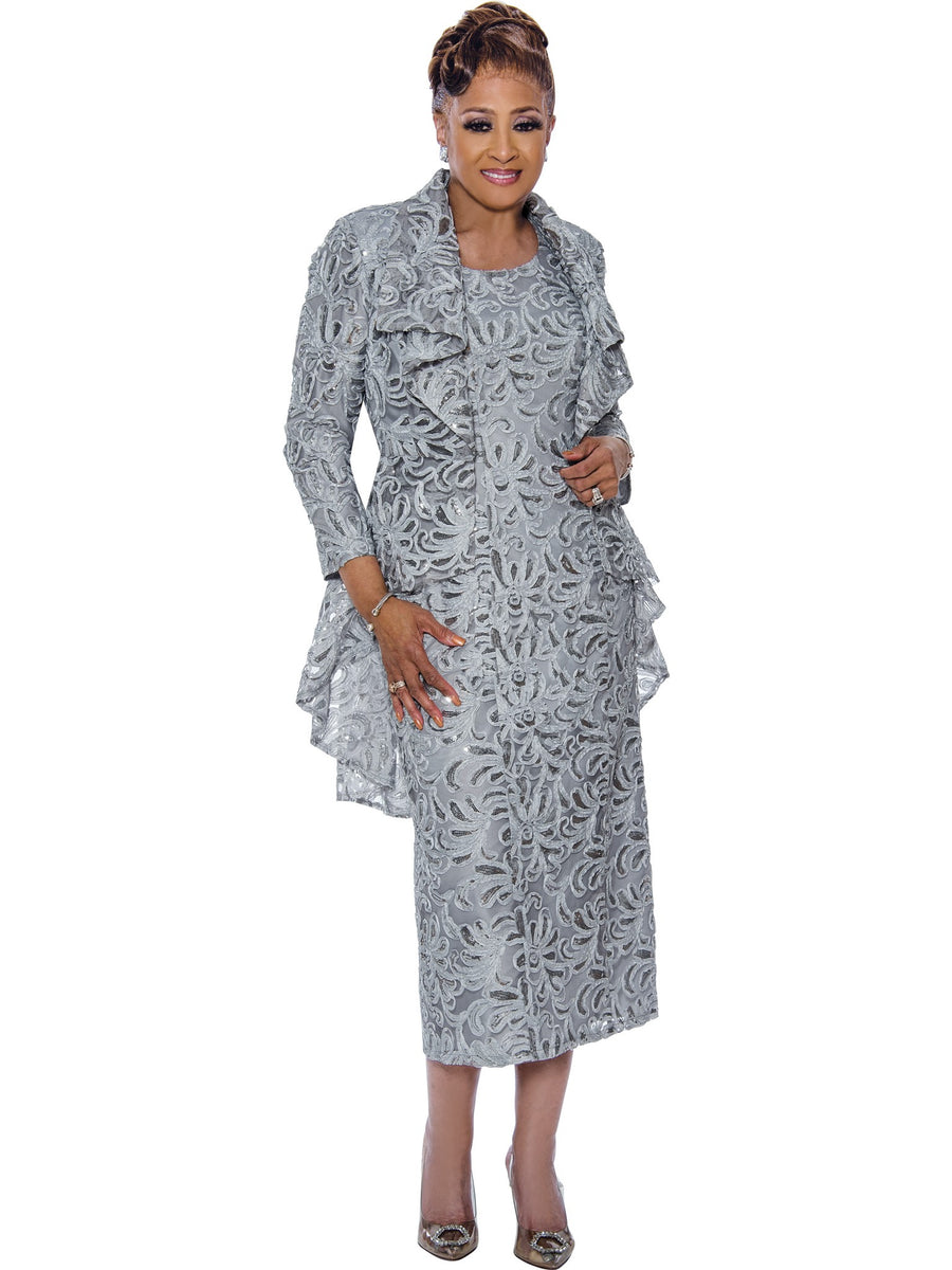 Mother of the Bride Dresses Mother of the Bride Jacket Midi Dress Light Silver