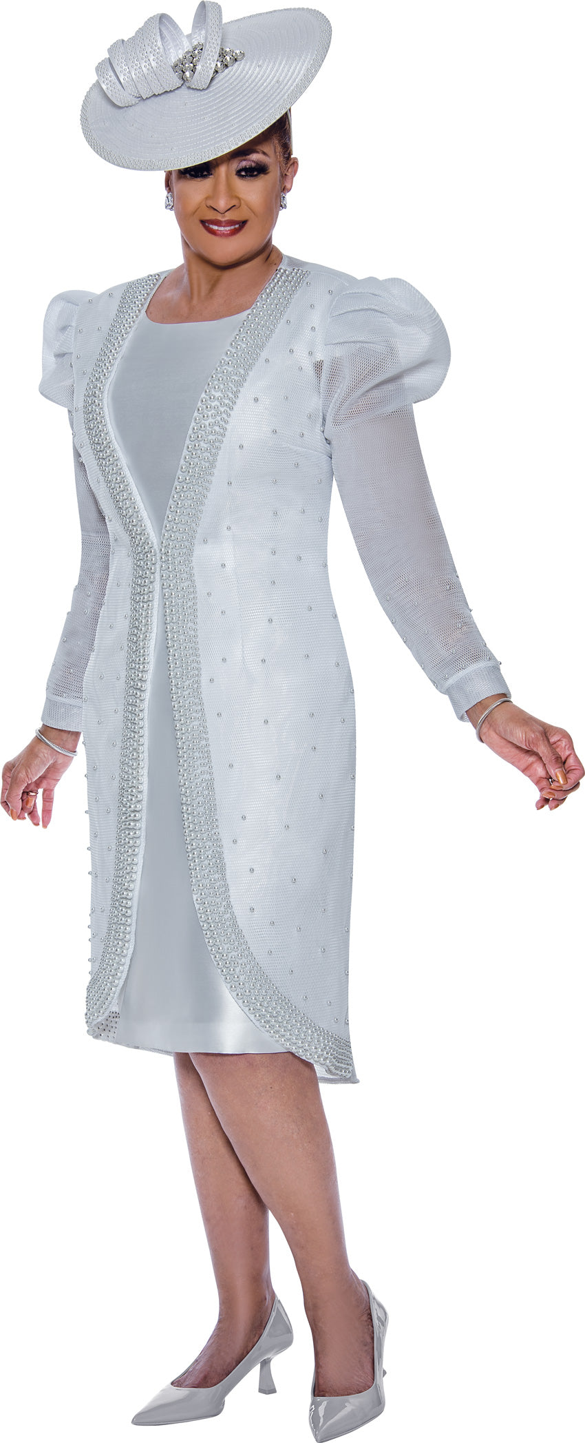 Plus Size Dresses Plus Size Mother of the Bride Beaded Midi Dress White