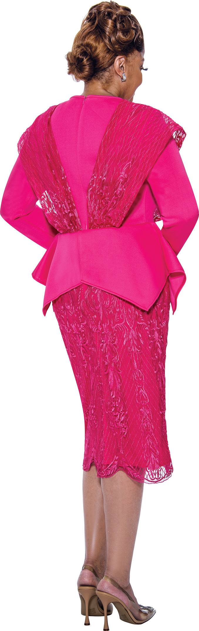 Plus Size Dresses Peplum Mother of the Bride Plus Size Dress Hot Pink