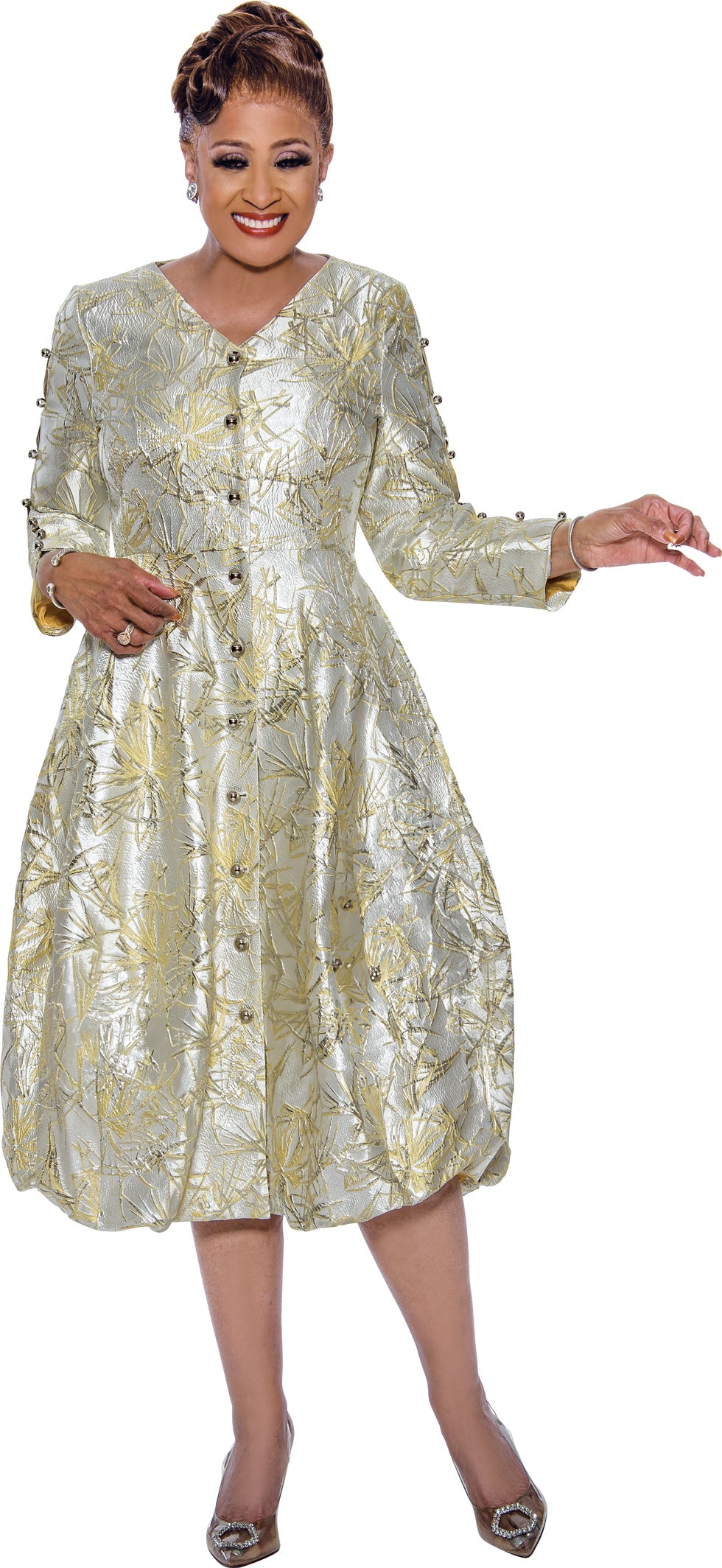 Mother of the Bride Dresses Long Sleeve Mother of the Bride Button Button Dress Yellow