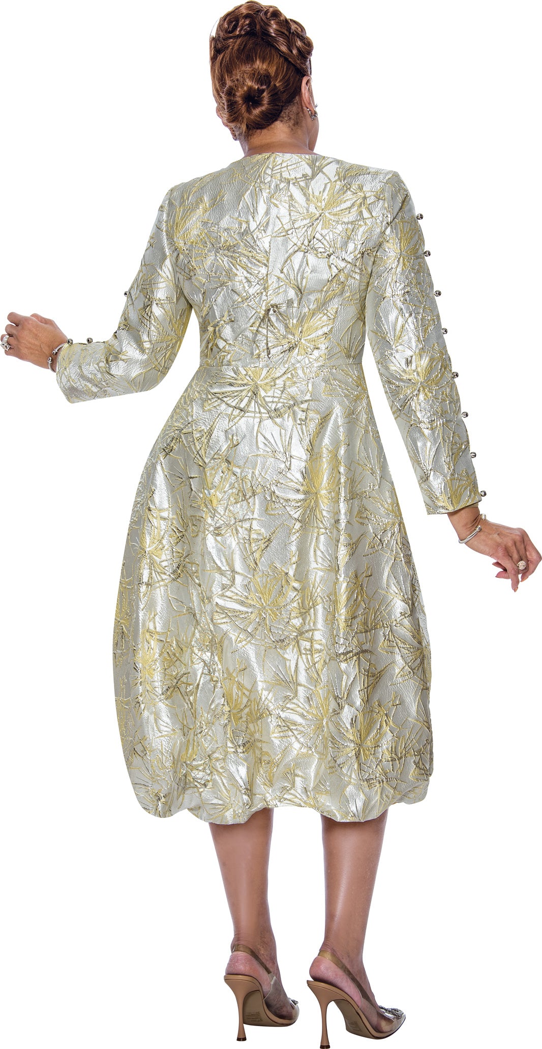 Mother of the Bride Dresses Long Sleeve Mother of the Bride Button Button Dress Yellow