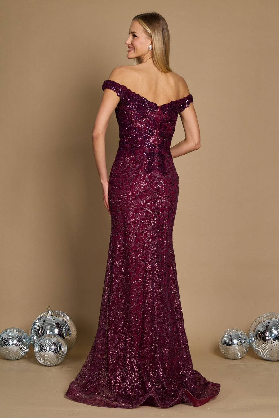 Dylan & Davids Formal Mermaid Fitted Evening Dress Eggplant