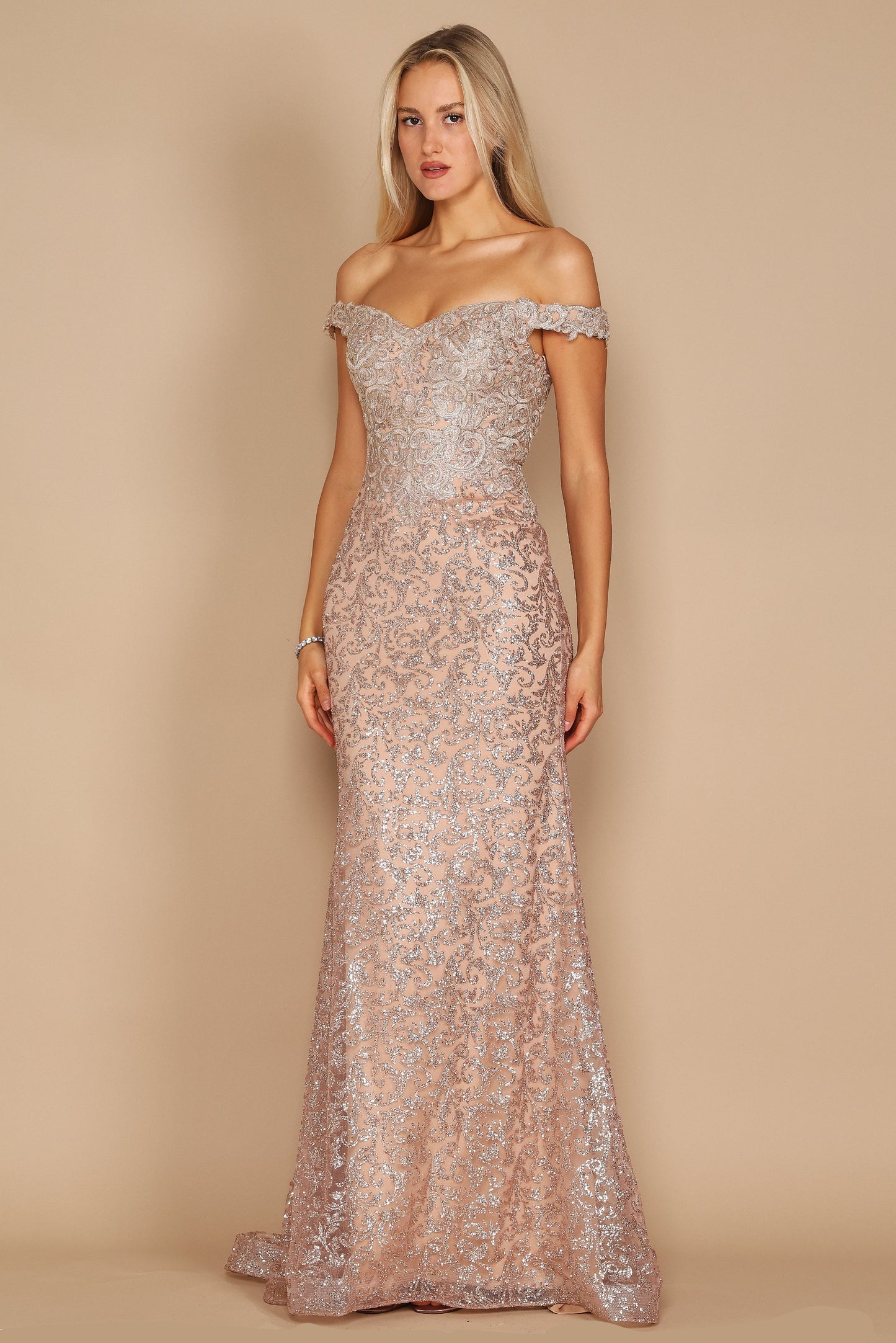 Dylan & Davids Formal Mermaid Fitted Evening Dress Rose Gold