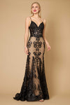 Prom Dresses Fitted Corset Long Formal Prom Dress Black Nude