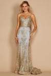 Prom Dresses Fitted Corset Long Formal Prom Dress Tiffany Gold