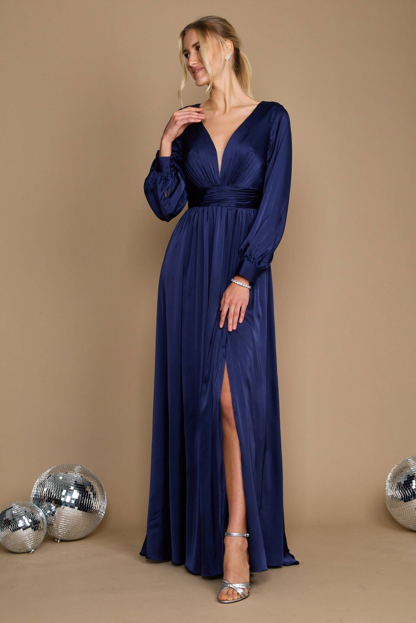 Formal Dresses Long Sleeve Formal Evening Party Dress Navy