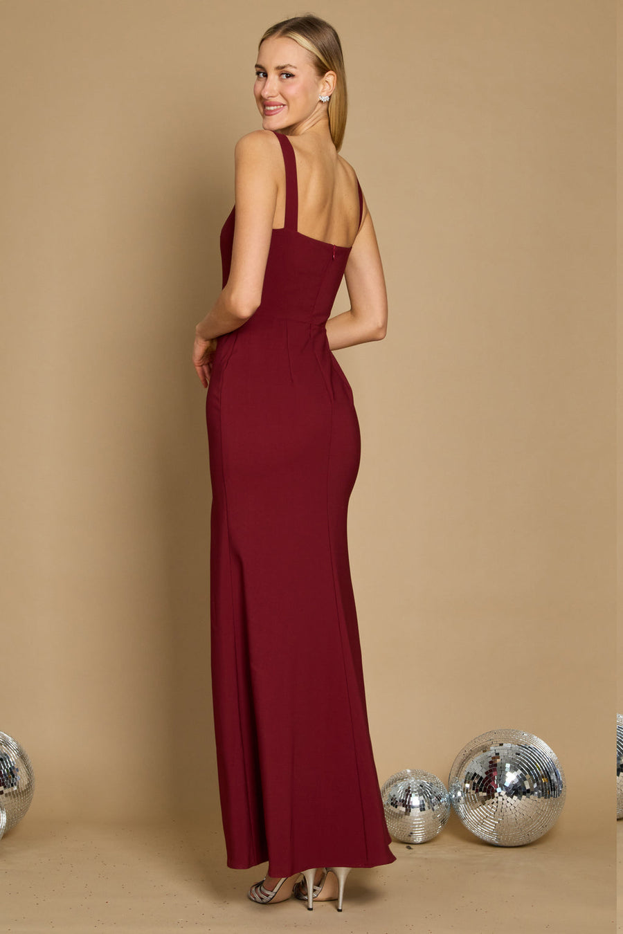 Formal Dresses Long Formal Square Neckline Evening Dress Burgundy