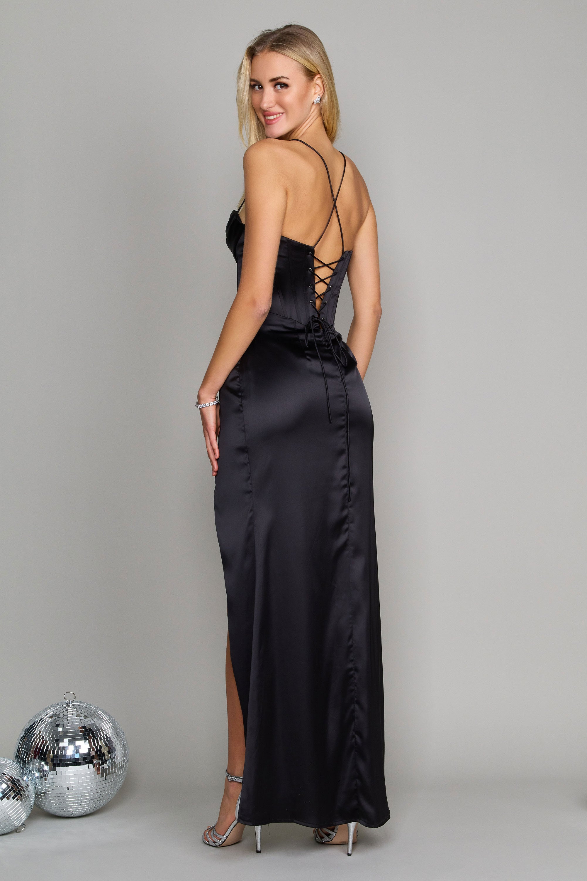 Prom Dresses Draped Corset Cowl Long Prom Dress Black