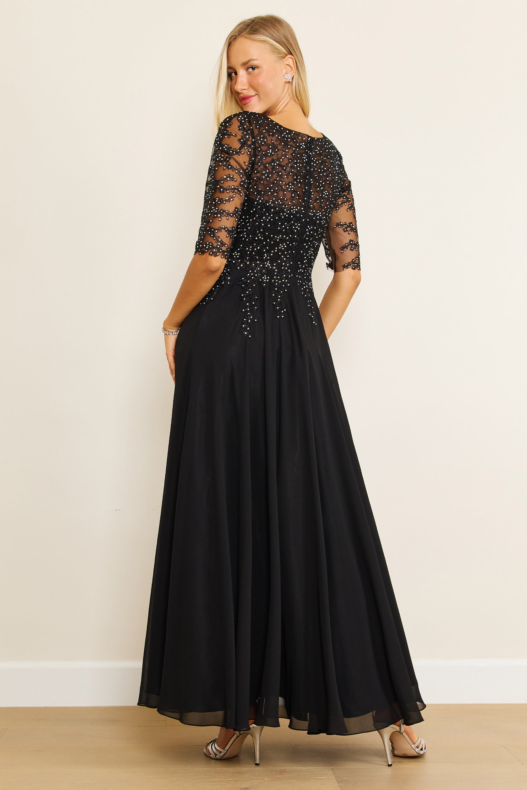 Black Dylan & Davids Long Sleeve Chiffon Formal Evening Dress for $79. ...