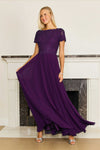 Mother of the Bride Dresses Short Sleeve Mother Of The Bride Evening Dress Plum