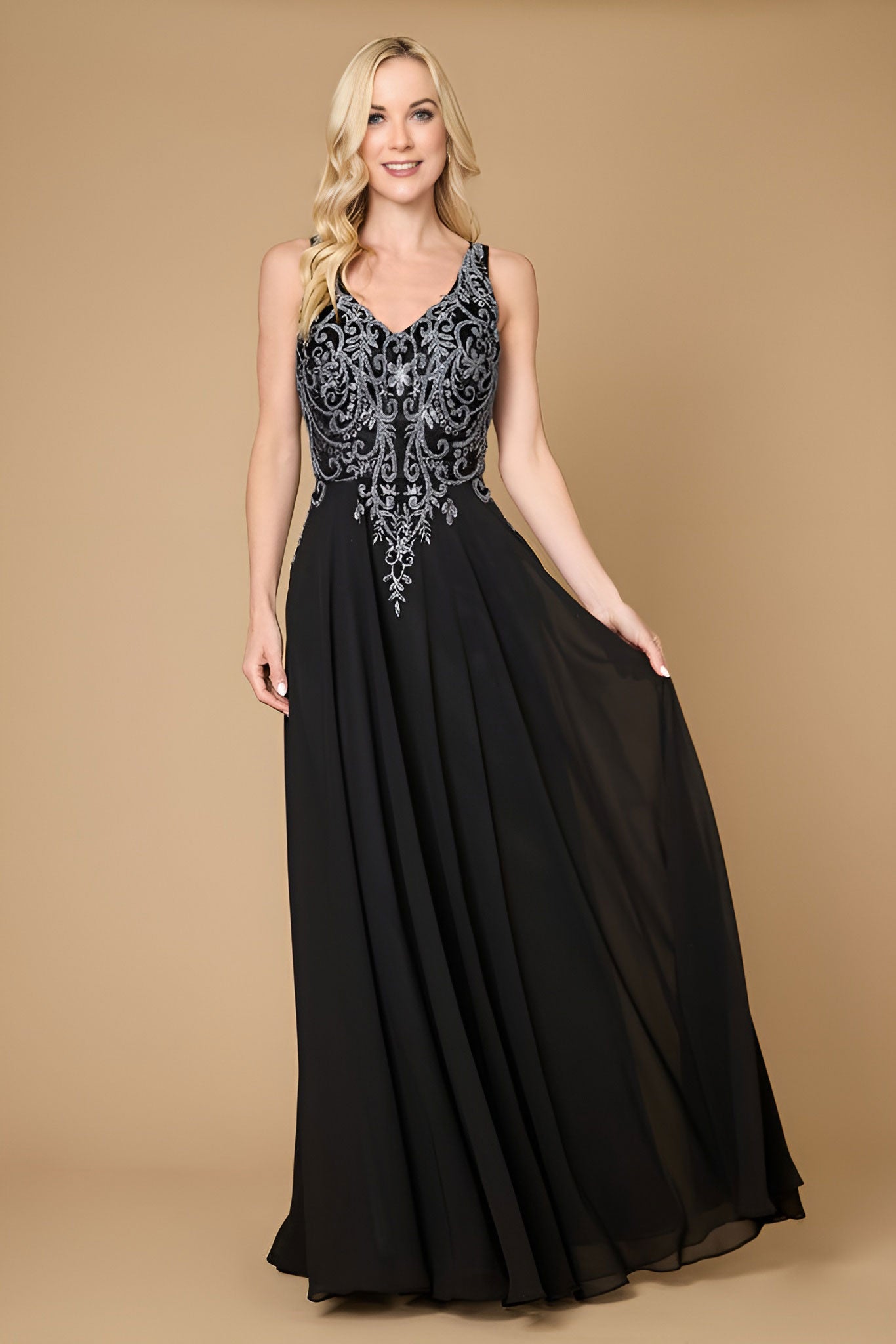 Black/Gold Dylan & Davids Long Formal Party Dress Plus Size Black Tie for  $69.99 – The Dress Outlet