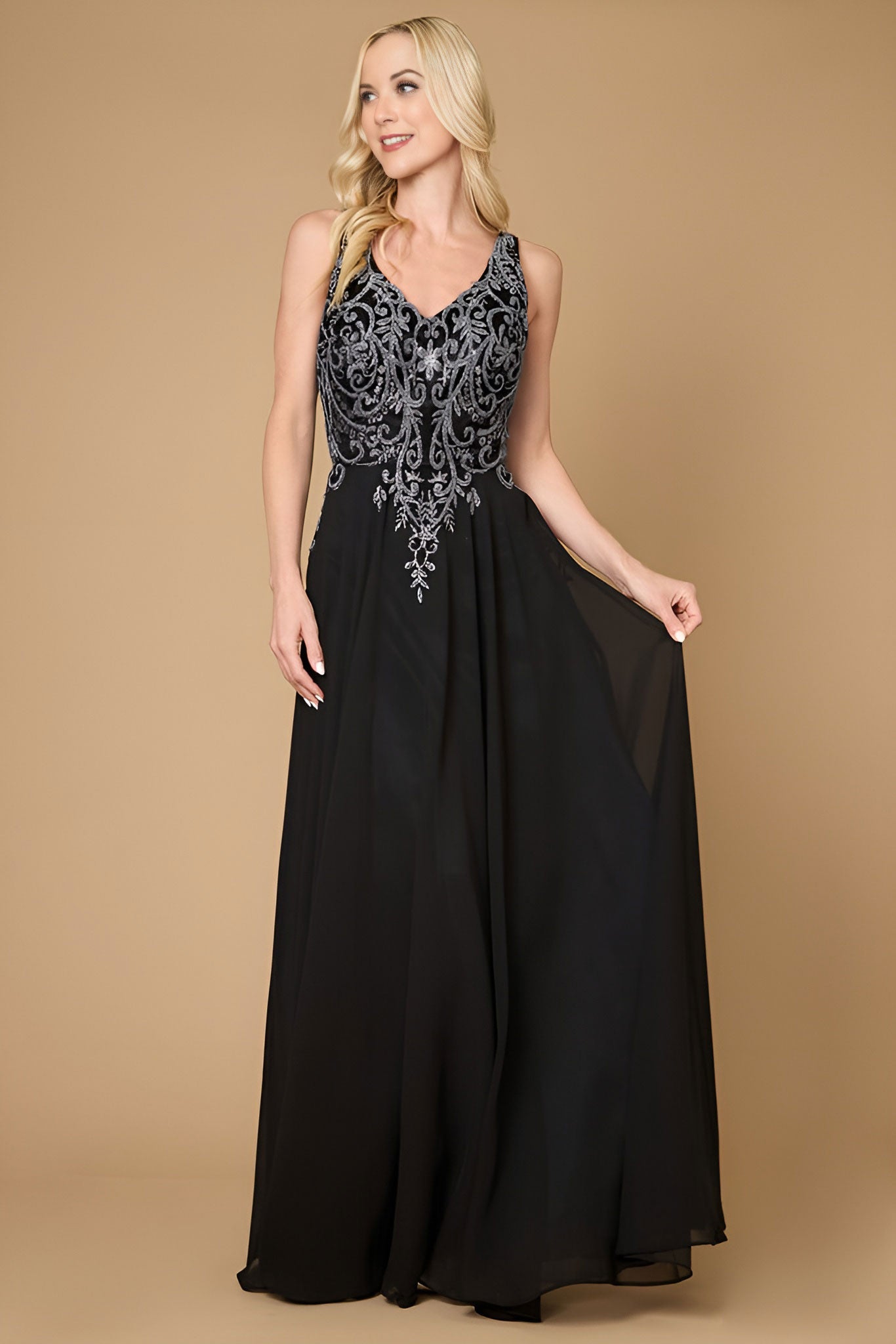 Black/Gold Dylan & Davids Long Formal Party Dress Plus Size Black Tie for  $69.99 – The Dress Outlet