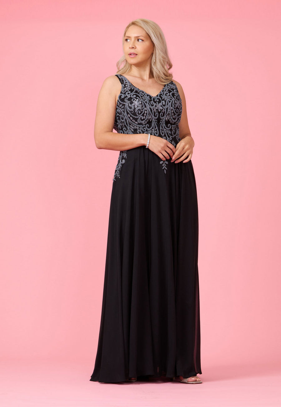 Formal Dresses Long Formal Party Dress Plus Size Black Tie Black/Charcoal