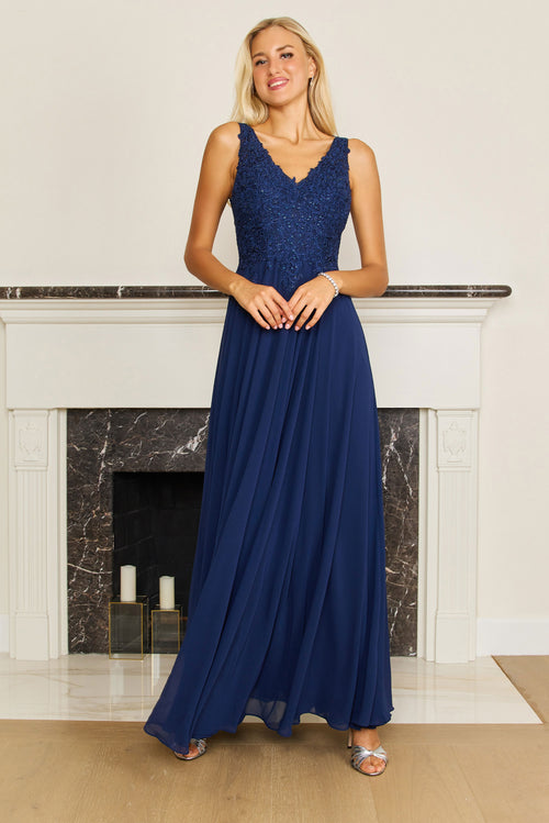 Navy Long Formal Dress Plus Size Evening Gown for 79.99 The Dress Outlet