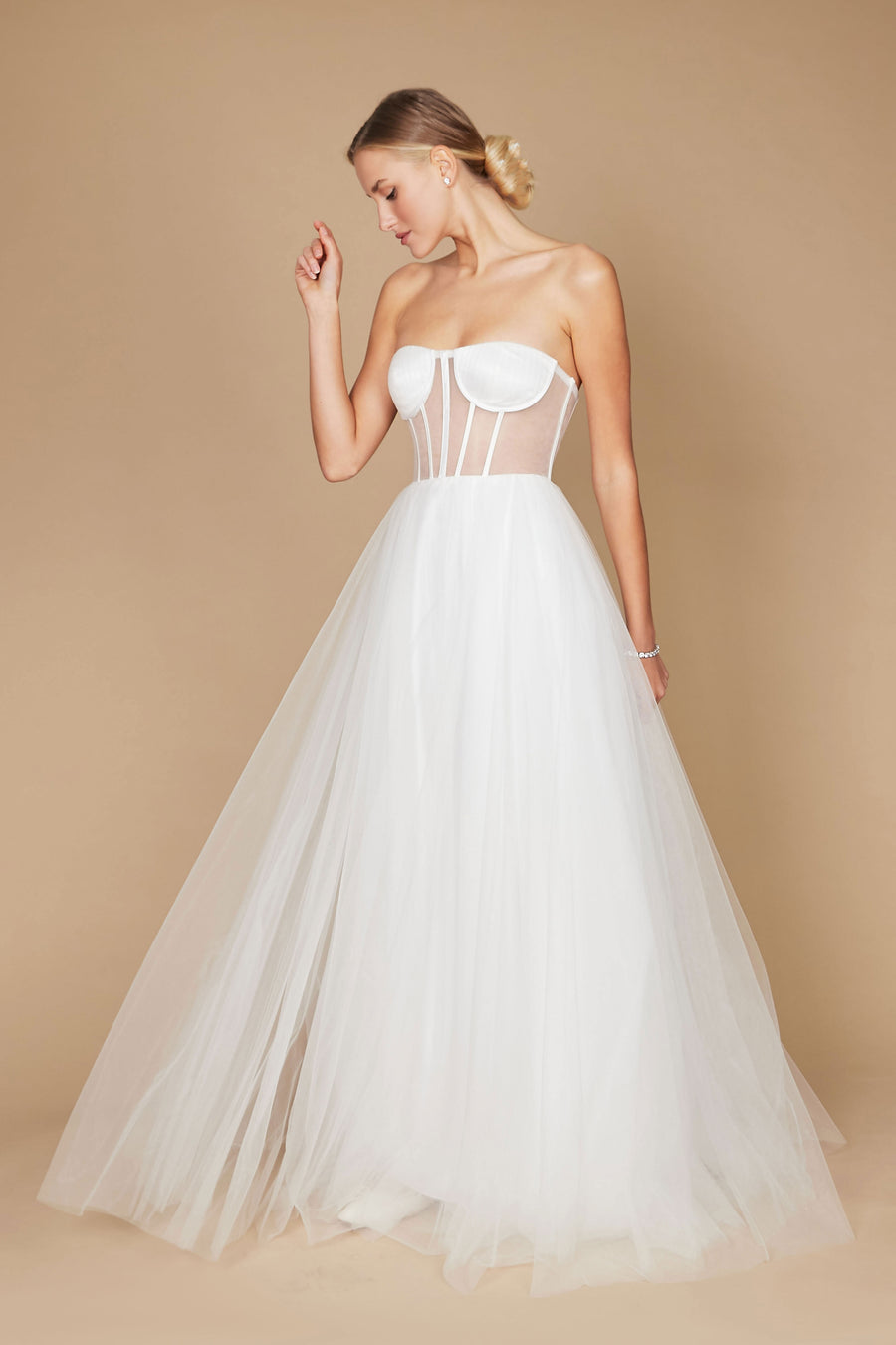 Corset Strapless Wedding Dress Off White