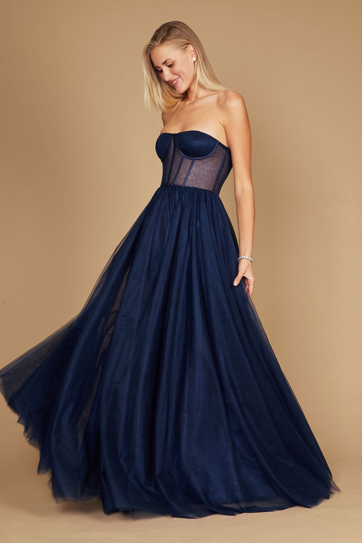 Dylan & Davids Corset Prom Party Dress Formal Ball Gown Navy