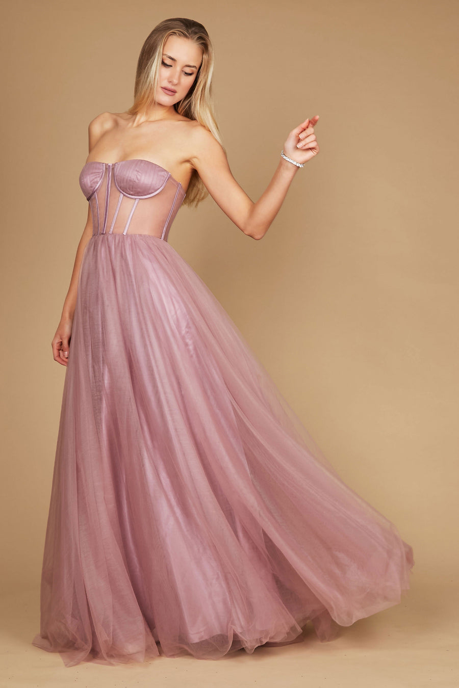 Dylan & Davids Corset Prom Party Dress Formal Ball Gown Mauve