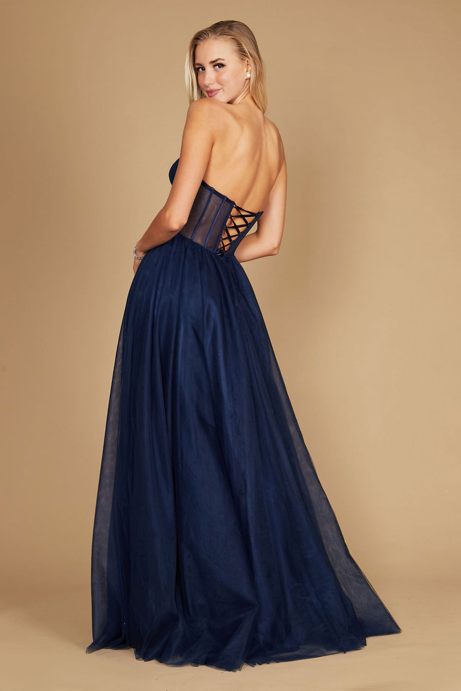 Dylan & Davids Corset Prom Party Dress Formal Ball Gown Navy