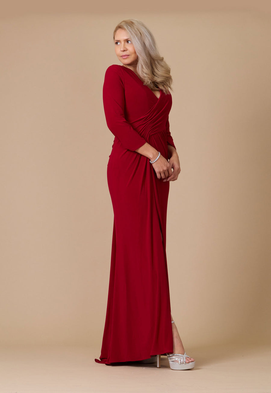 Formal Dresses Long Formal Stretch Evening Long Sleeve Dress Burgundy