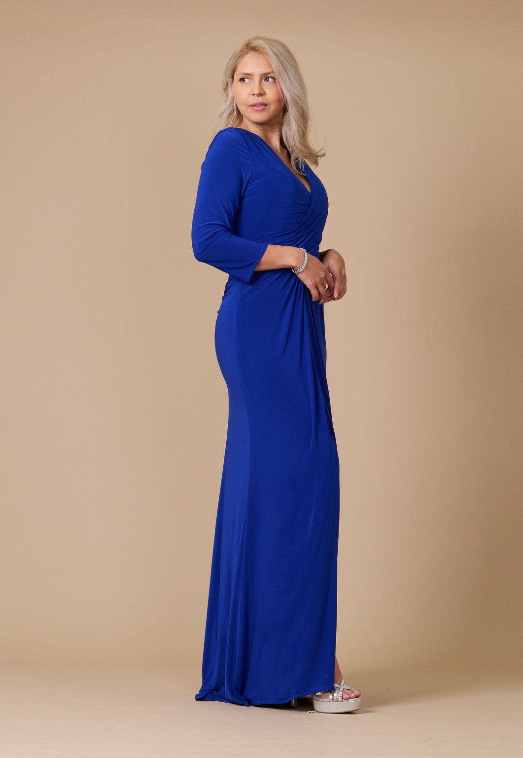 Formal Dresses Long Formal Stretch Evening Long Sleeve Dress Royal Blue