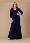 Formal Dresses Long Formal Stretch Evening Long Sleeve Dress Navy