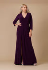 Formal Dresses Long Formal Stretch Evening Long Sleeve Dress Plum