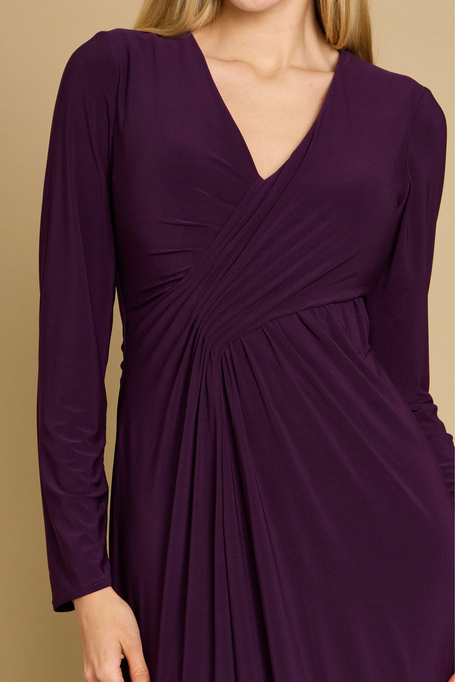 Formal Dresses Long Formal Stretch Evening Long Sleeve Dress Plum