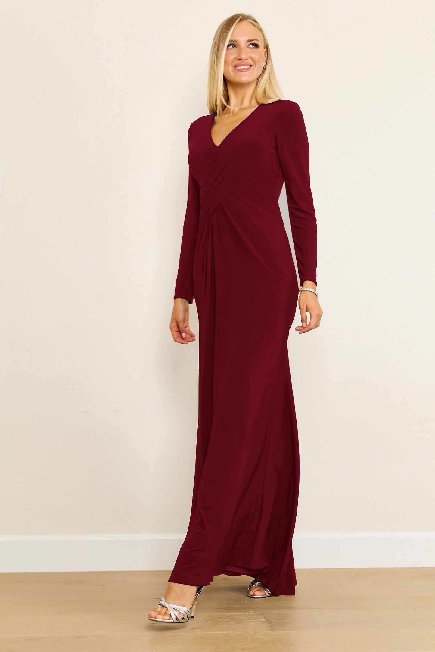 Long Formal Stretch Evening Long Sleeve Dress