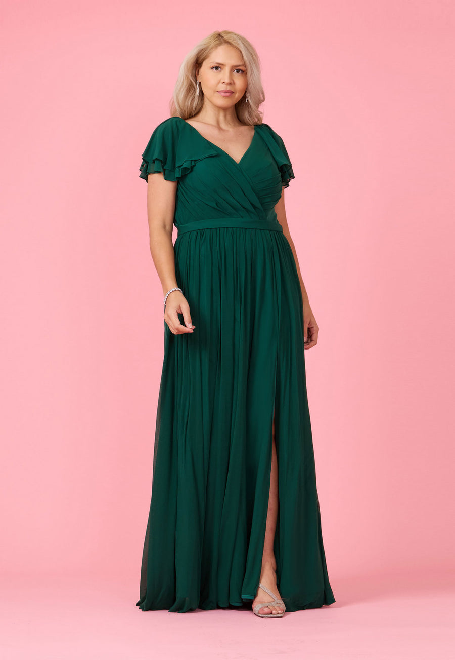 Formal Dresses Short Sleeve Formal Mother of the Bride Dress Emerald