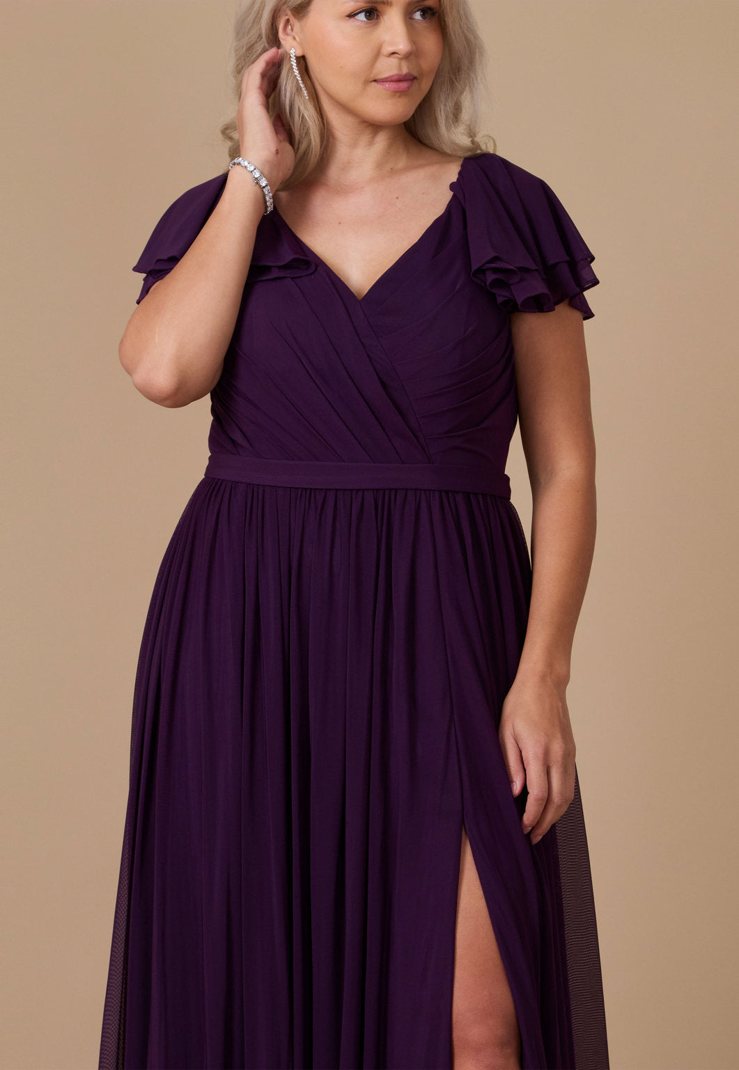 Formal Dresses Short Sleeve Formal Mother of the Bride Dress Plum