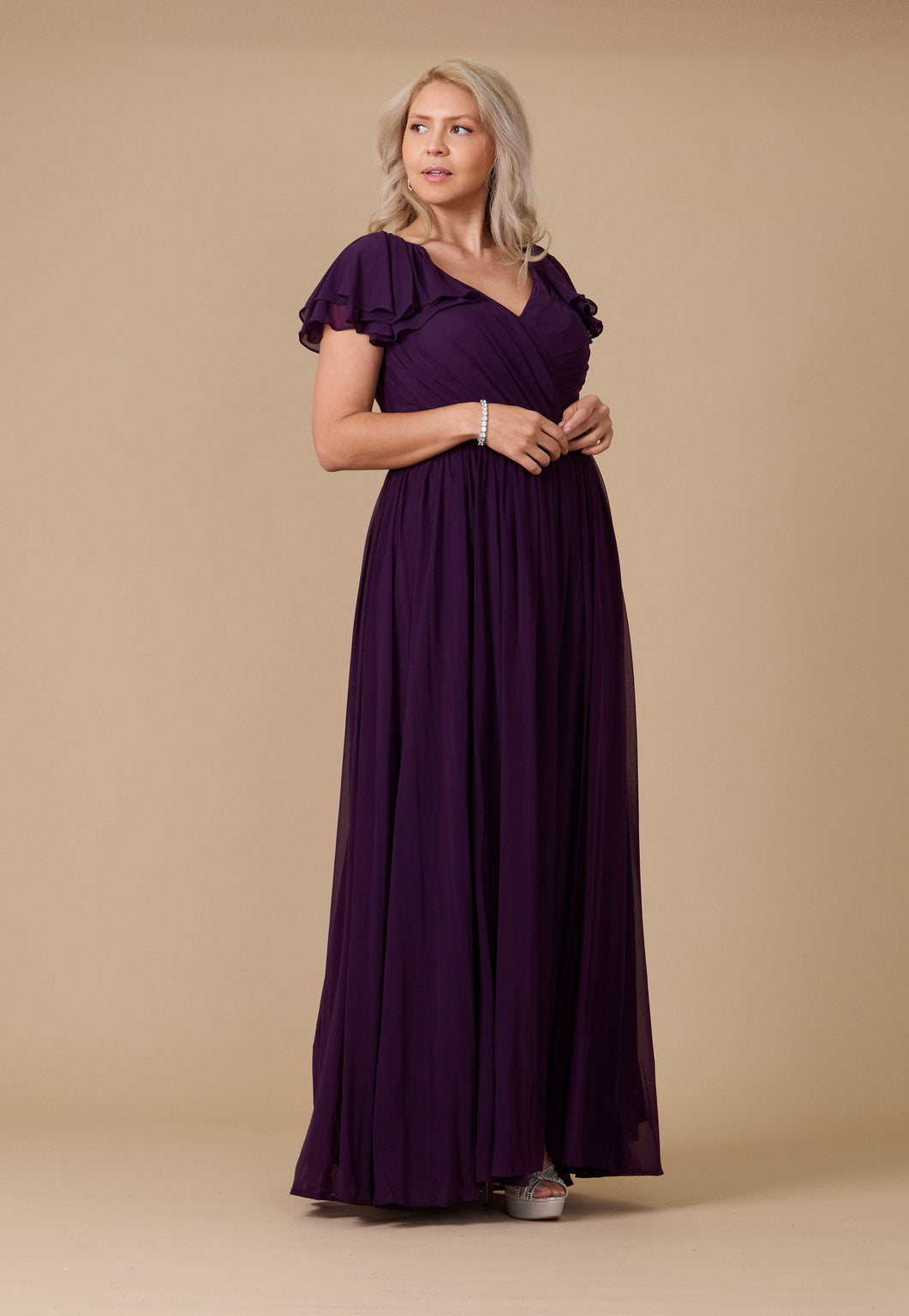 Formal Dresses Short Sleeve Formal Mother of the Bride Dress Plum