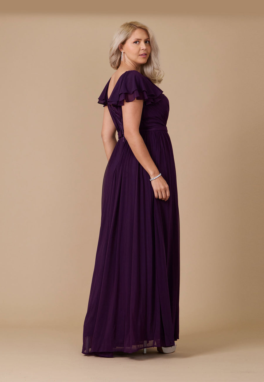 Formal Dresses Short Sleeve Formal Mother of the Bride Dress Plum