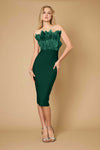 Cocktail Dresses Bodycon Bandage Short Feather Formal Cocktail Dress Green