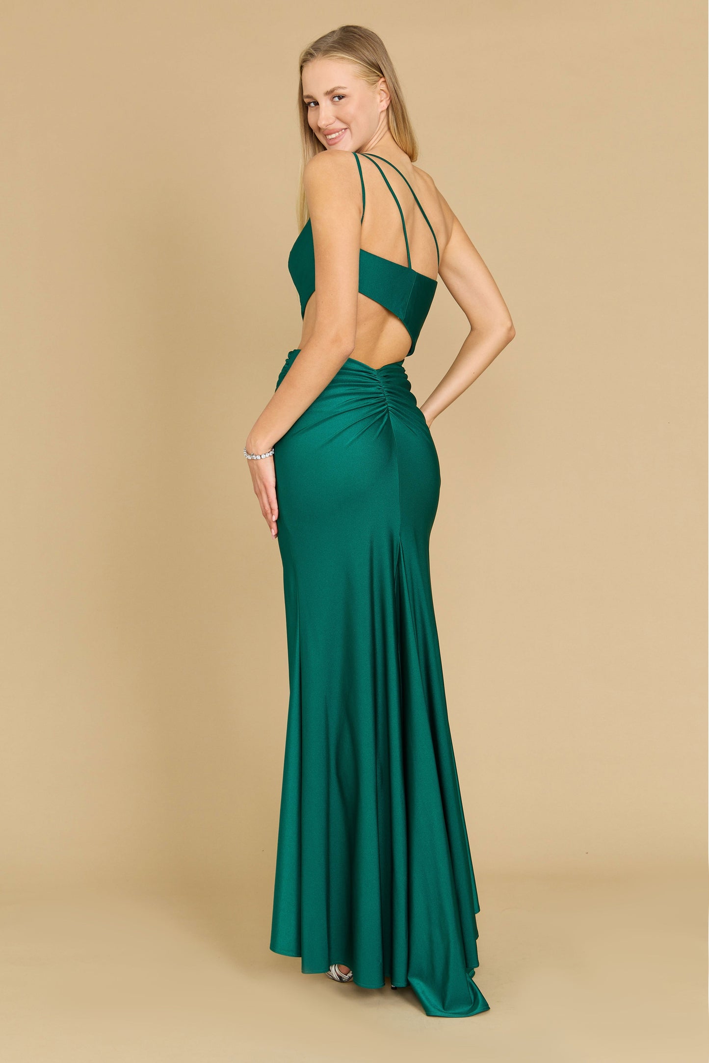 Side Cut Out Sexy Prom Formal Dress Emerald Green