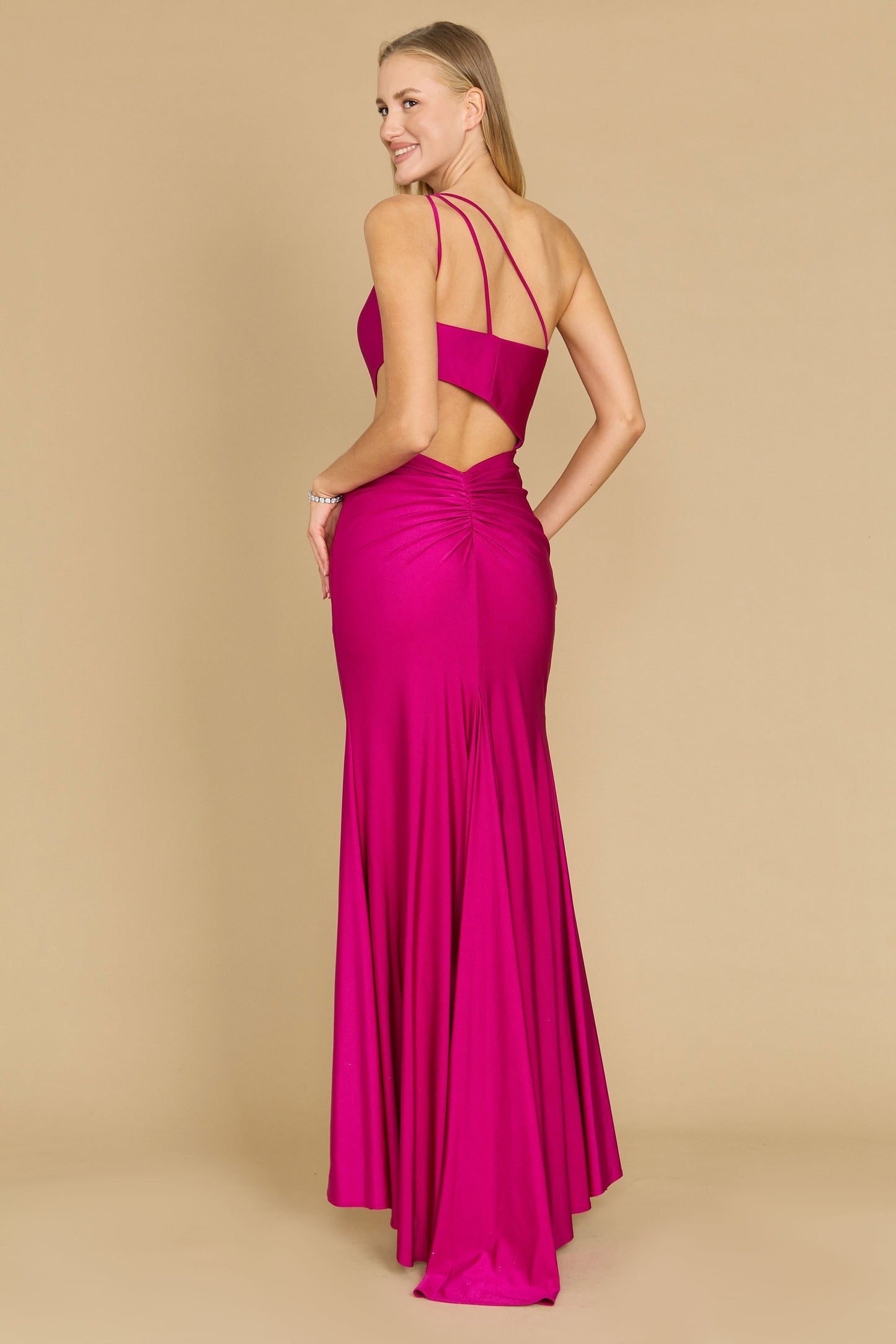 Side Cut Out Sexy Prom Formal Dress Magenta