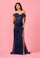 Prom Dresses Fitted Off Shoulder Sequin Prom Formal Dress Navy Navy