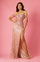 Prom Dresses Fitted Off Shoulder Sequin Prom Formal Dress Rose Gold