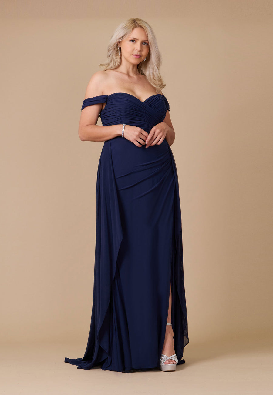 Formal Dresses Off Shoulder Long Formal Evening Dress Navy