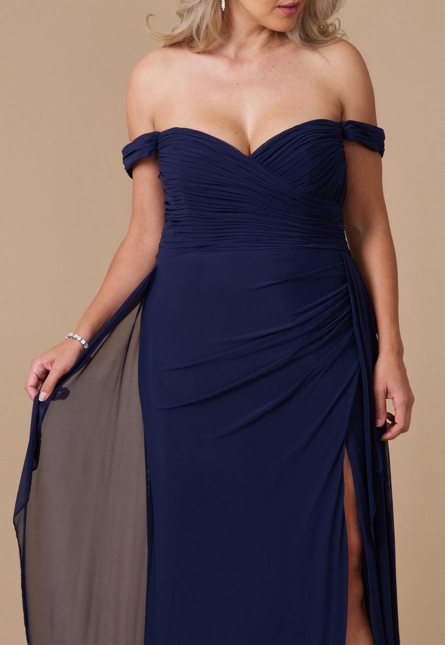 Formal Dresses Off Shoulder Long Formal Evening Dress Navy