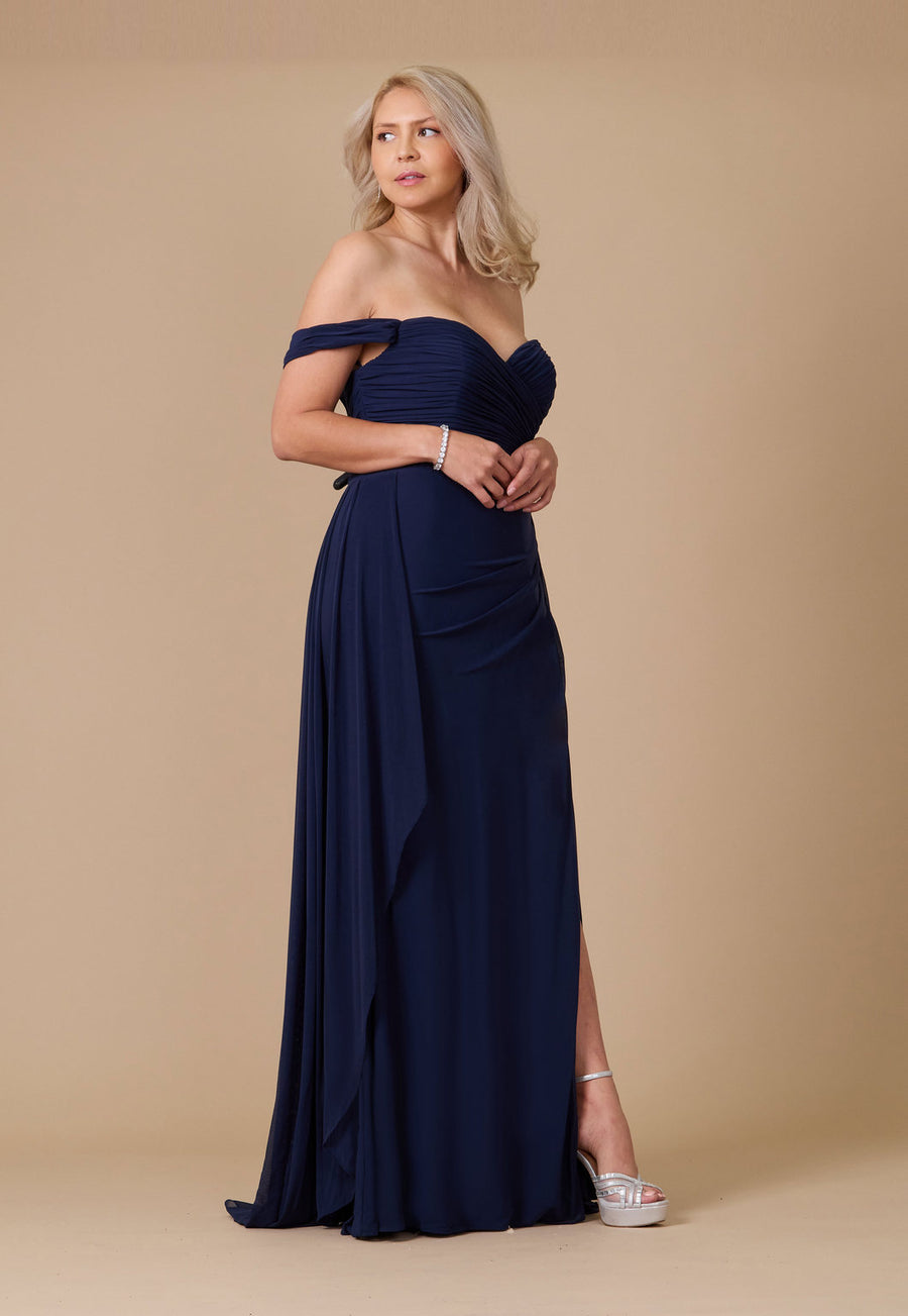 Formal Dresses Off Shoulder Long Formal Evening Dress Navy