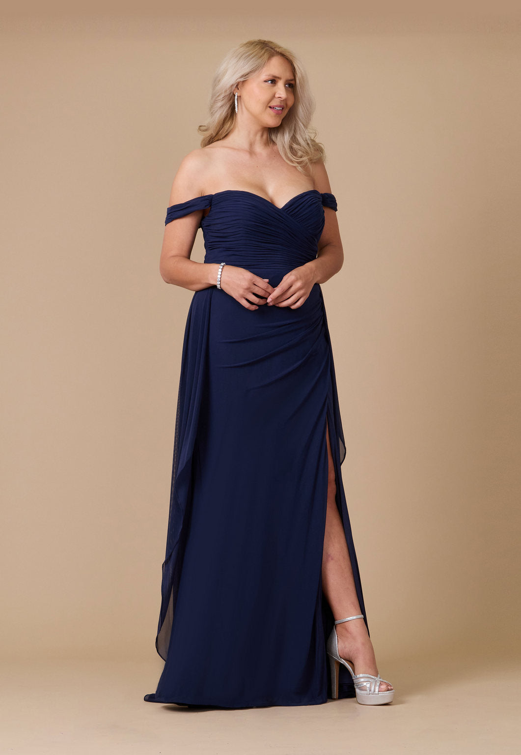 Formal Dresses Off Shoulder Long Formal Evening Dress Navy