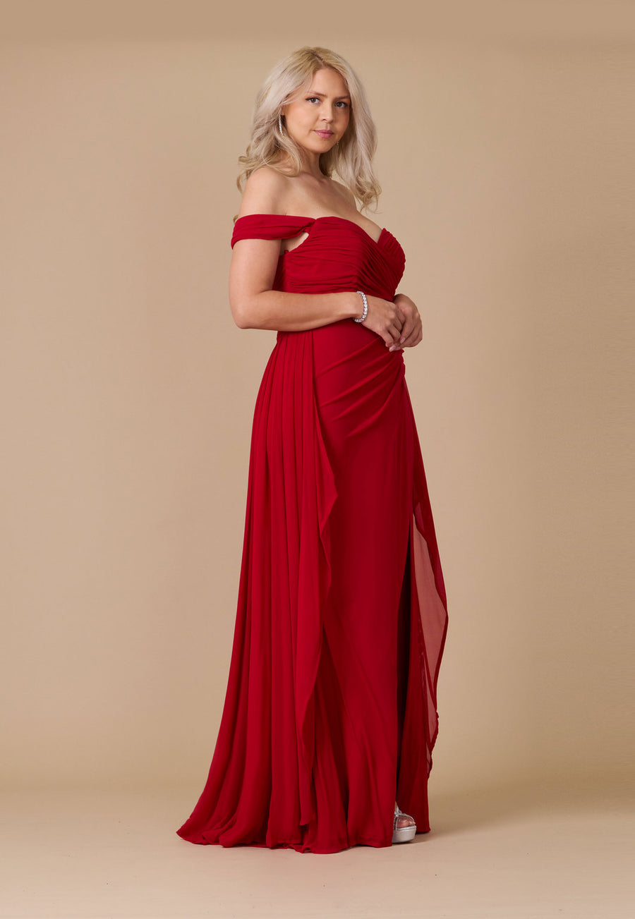 Formal Dresses Off Shoulder Long Formal Evening Dress Burgundy